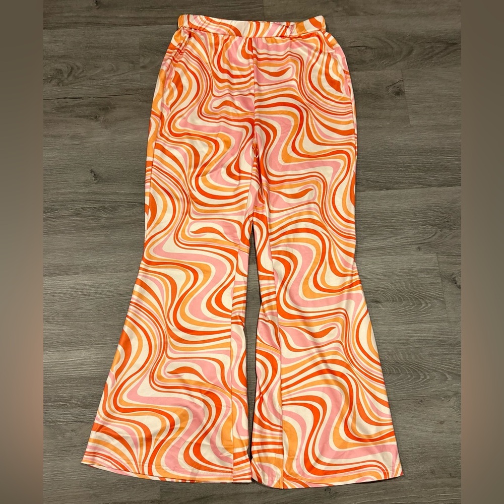 Y2K Vibrant Swirl Patterned Women's Flare Pants *unbranded*